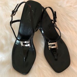 COPY - Black Gucci Sandals Silver Logo Size 10